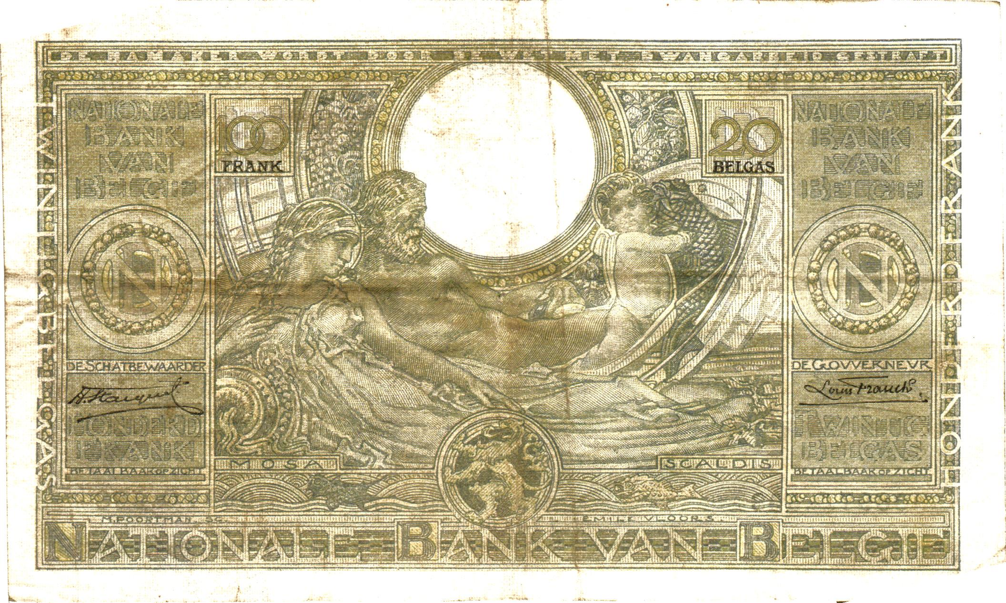 Belgium 20 Belgas 19.01.34, P107, VG