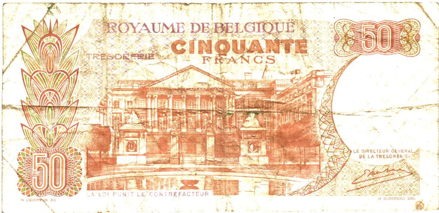 Belgium 50 Francs 1966, P139, G