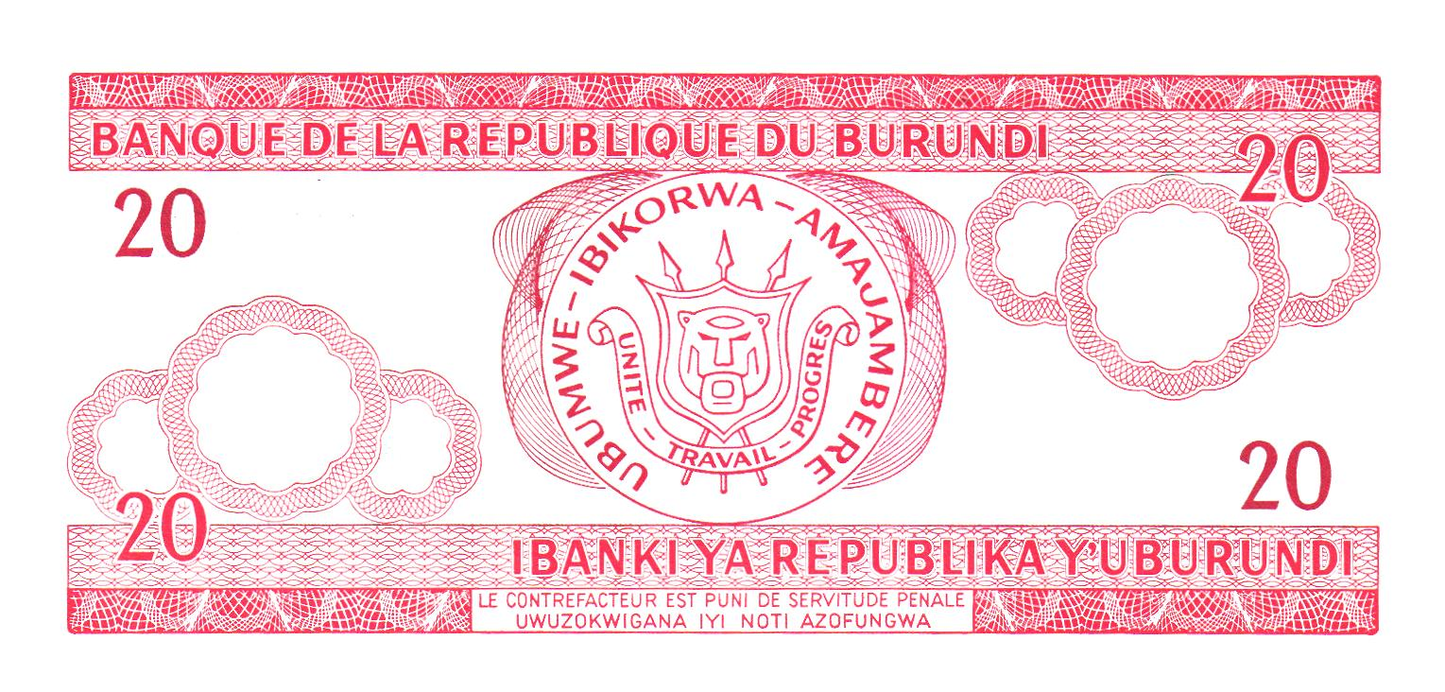 Burundi 20 Francs 2005, P27d, UNC