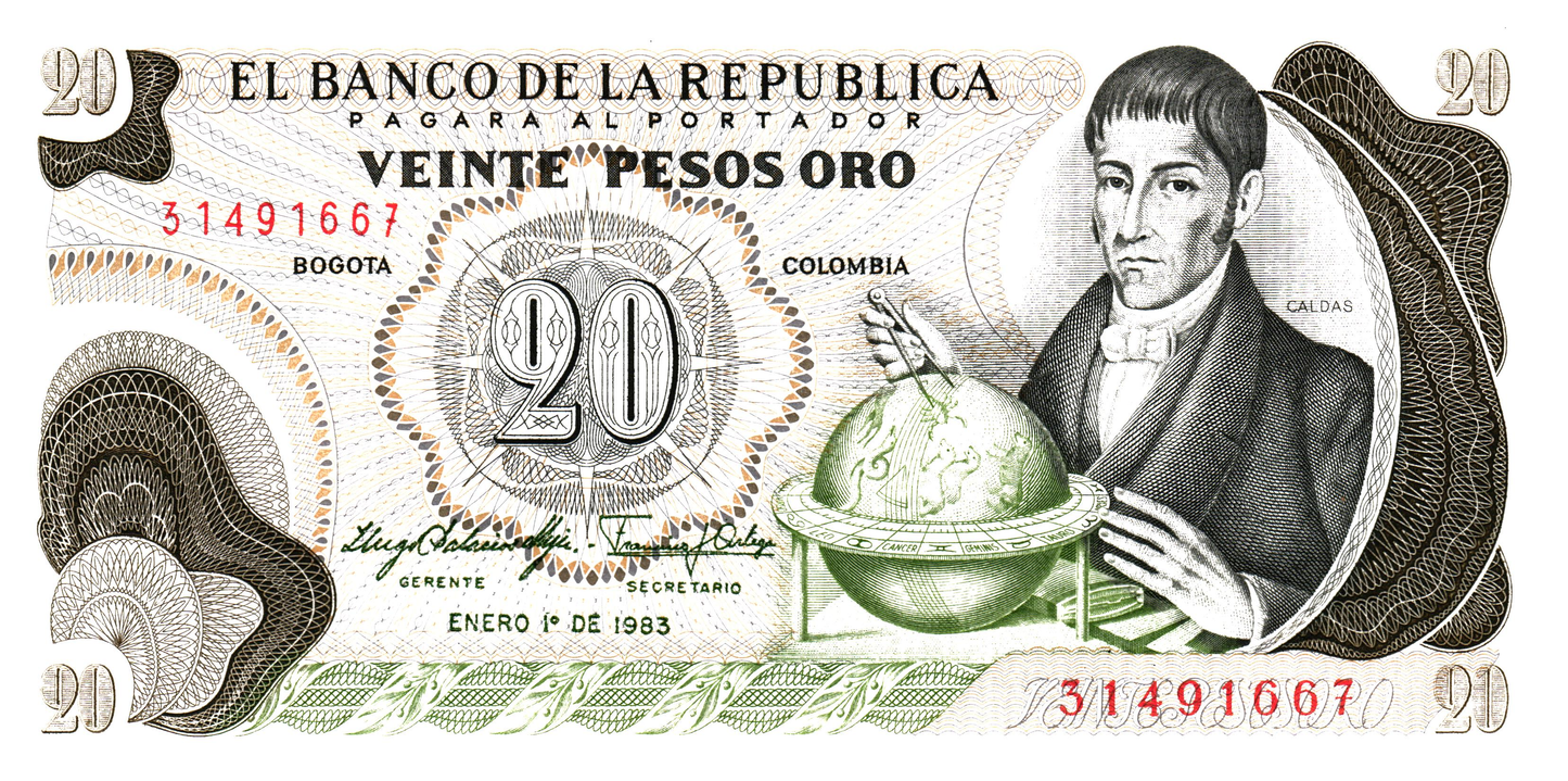 Colombia 20 Peso Oro 1983, P409d, UNC
