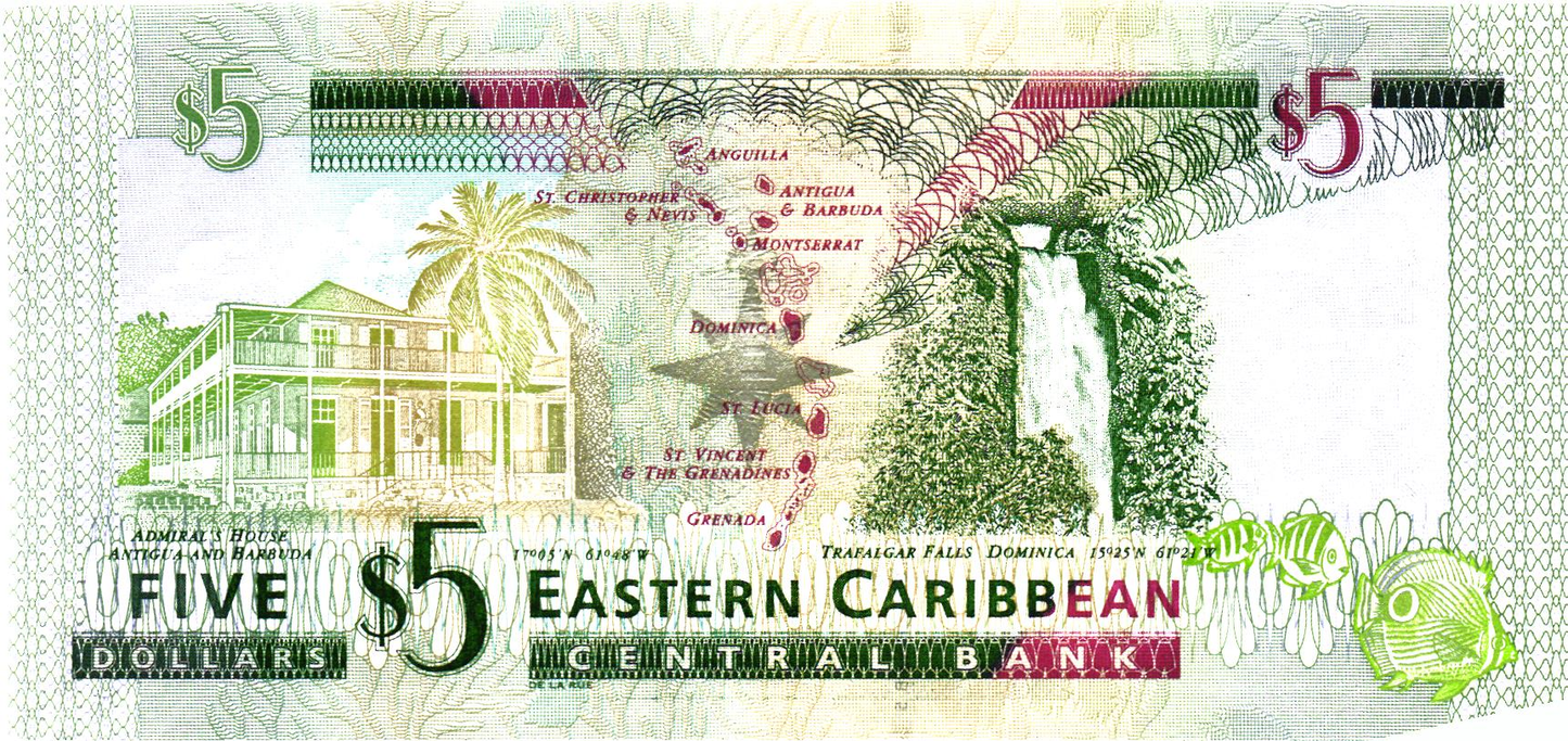 Easter Caribbean States 5 Dollars ND (2008), P47, UNC