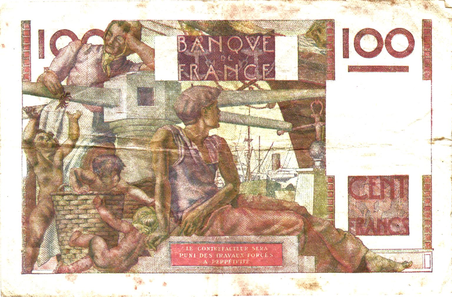 France 100 Francs 1950, Fay#28/25 - P#128c - alphabet 353-358, VG