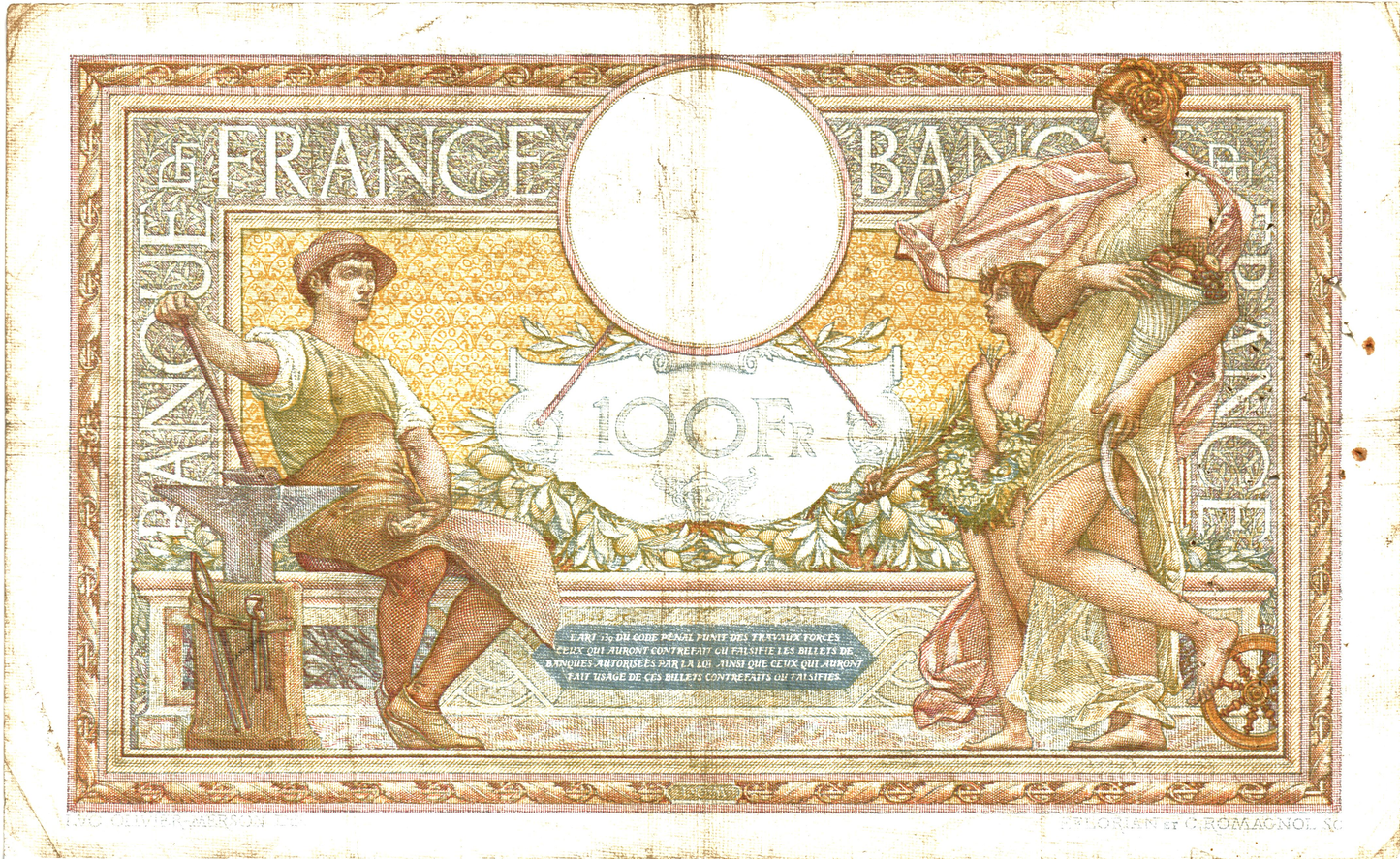 France 100 Francs 1936, P78c, VG/F
