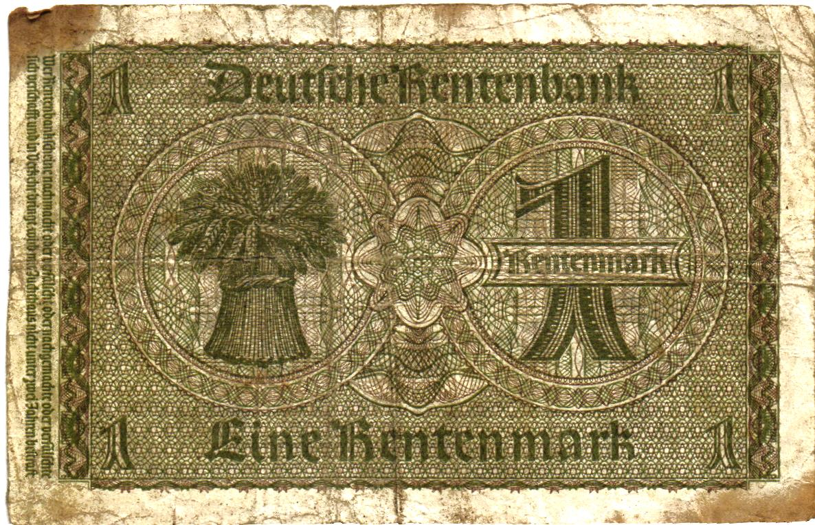Germany 1 Rentenmark 1937, P173a, VG, rare!