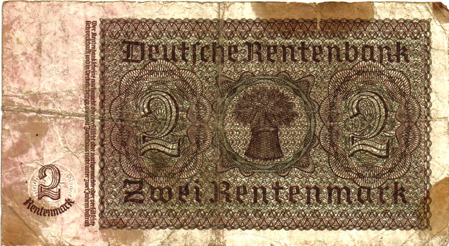 Germany 2 Rentenmark 1937, P174a, VG, rare!