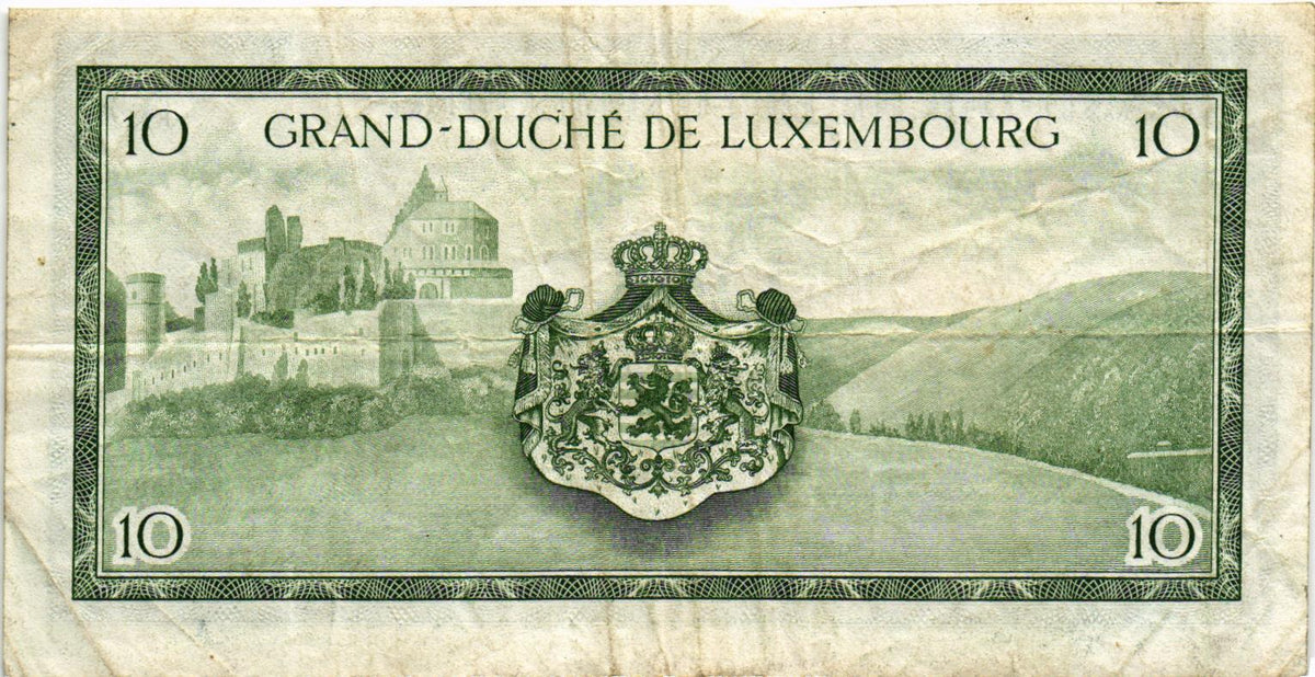 Luxembourg 10 Francs 1954, P48, aF