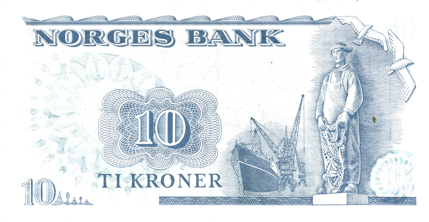 Norway 10 Kroner 1982, P36c, aUNC