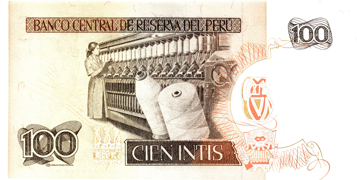 Peru 100 Intis 1986, P132b, UNC