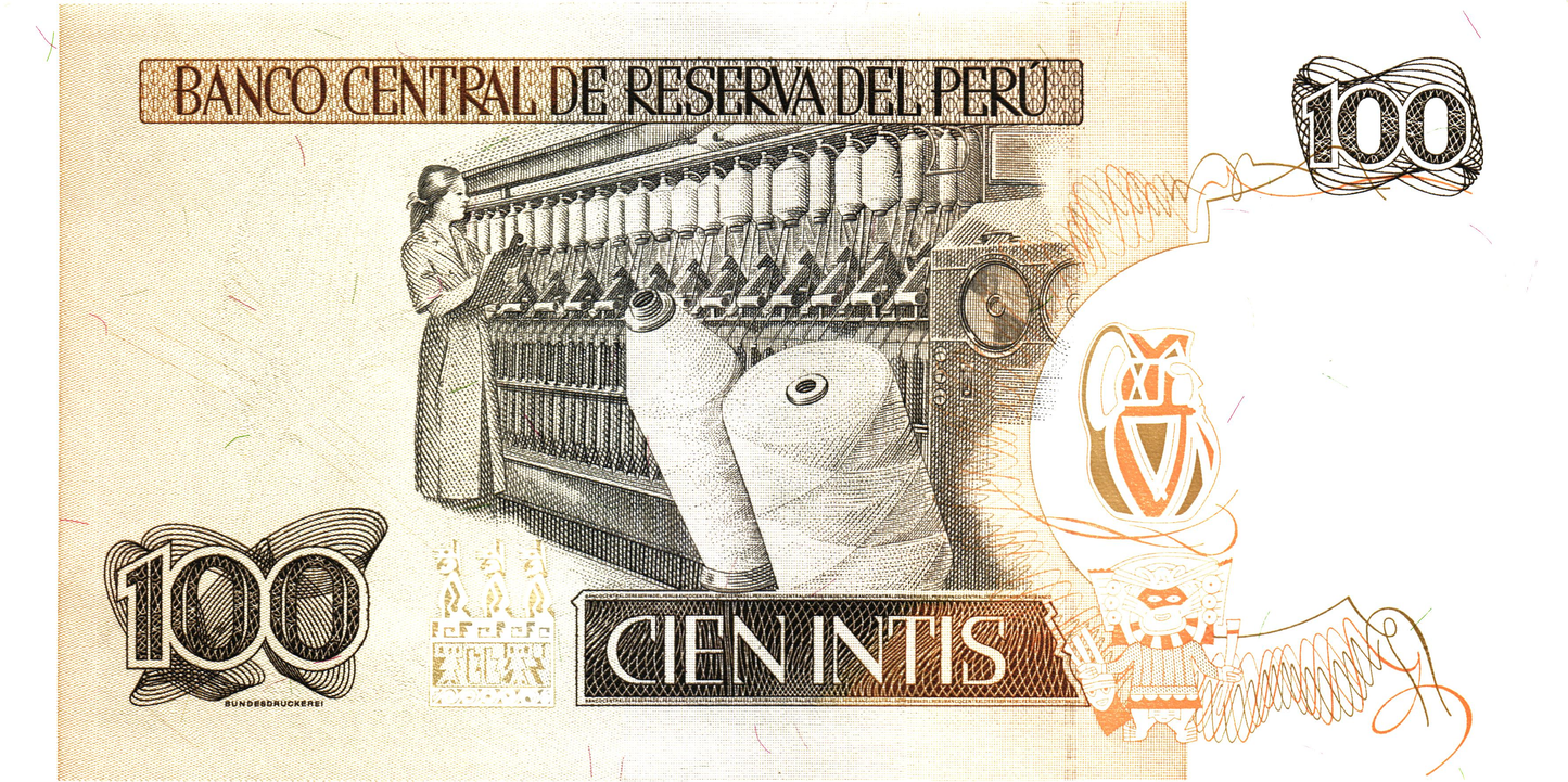 Peru 100 Intis 1987, P133a, UNC-