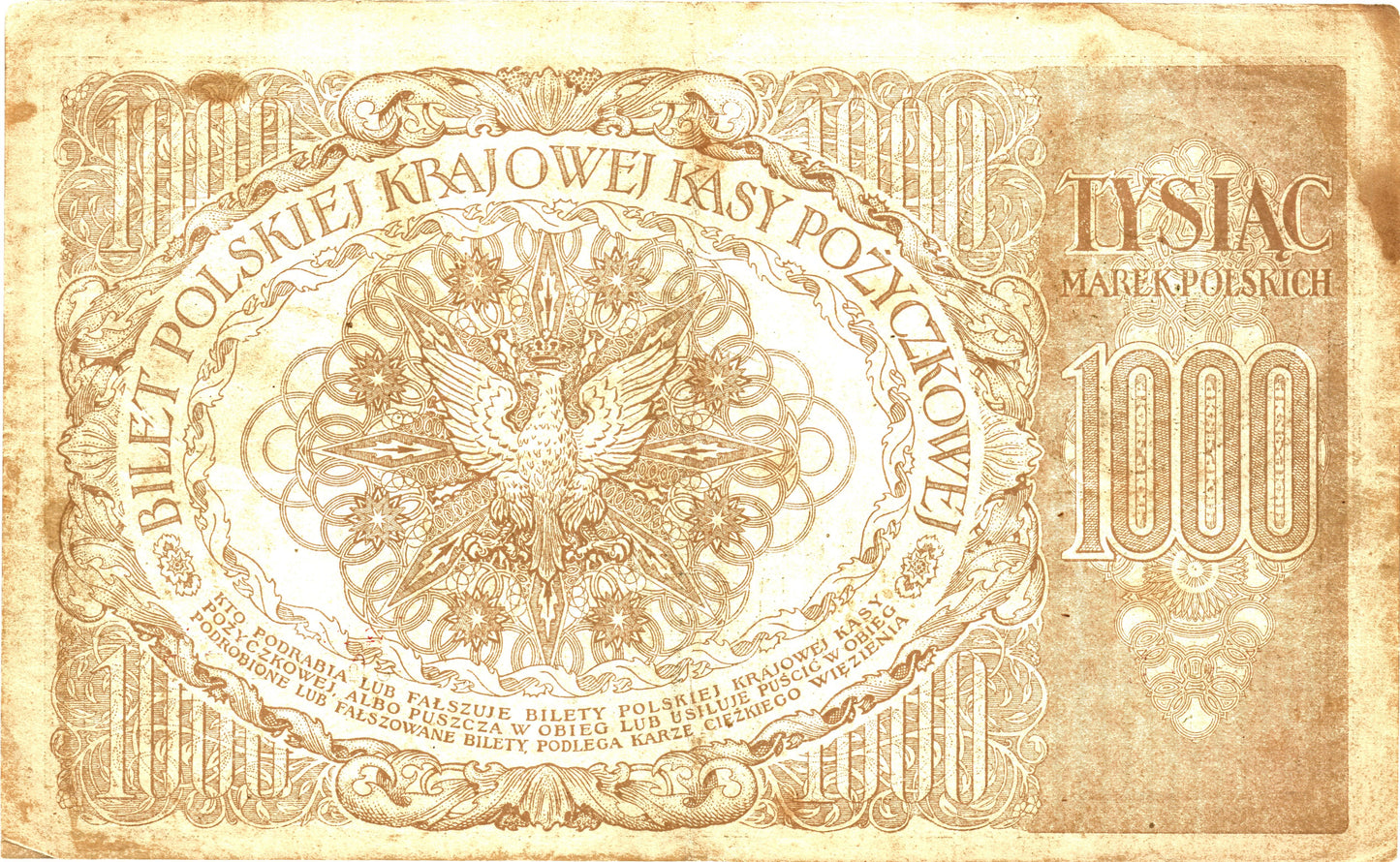 Poland 1000 Marek 1919, P22, XF