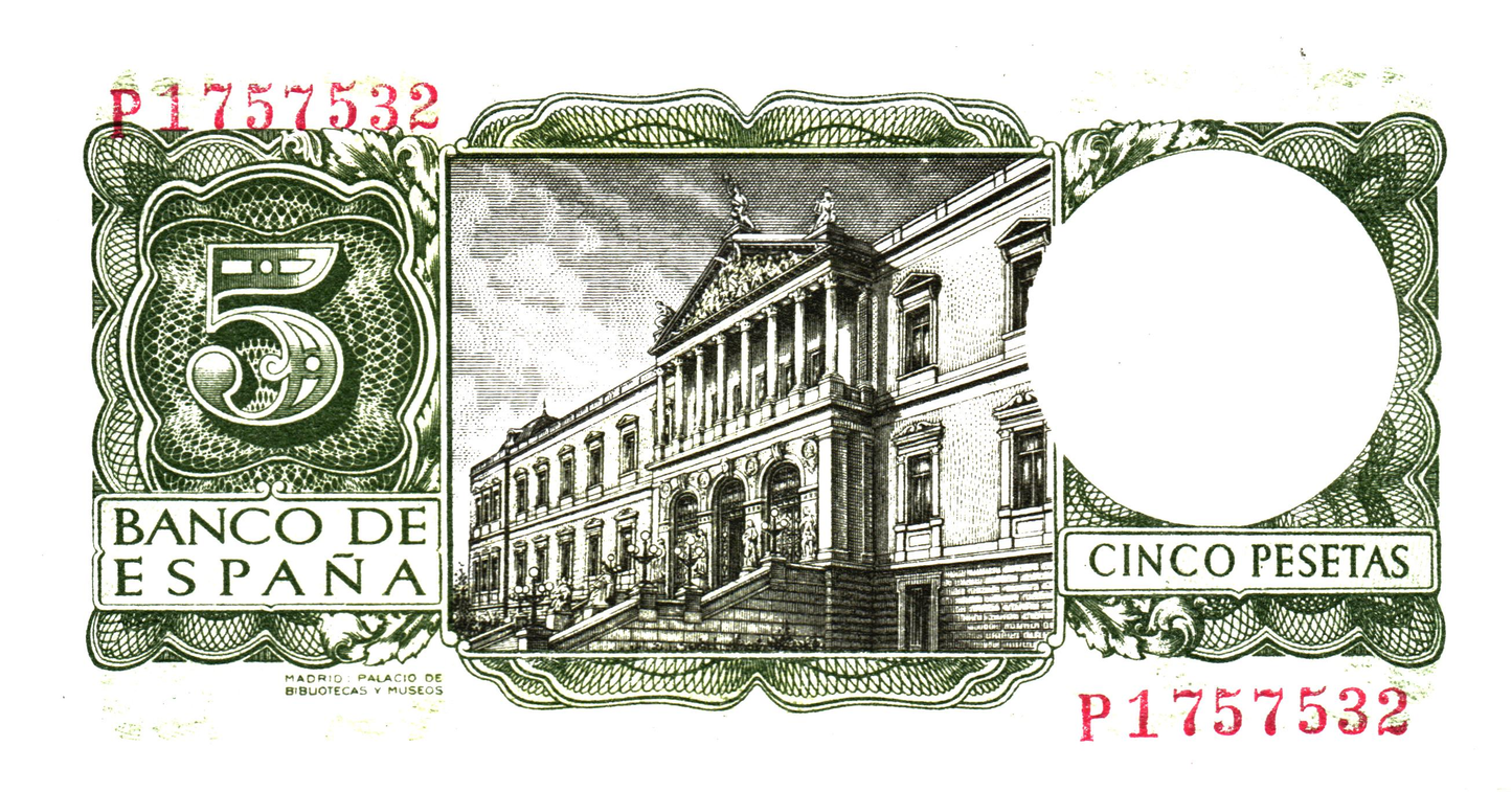 Spain 5 Pesetas 1954, P146a, UNC