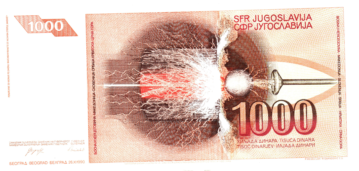 Yugoslavia 1000 Dinara 1990, P107, UNC