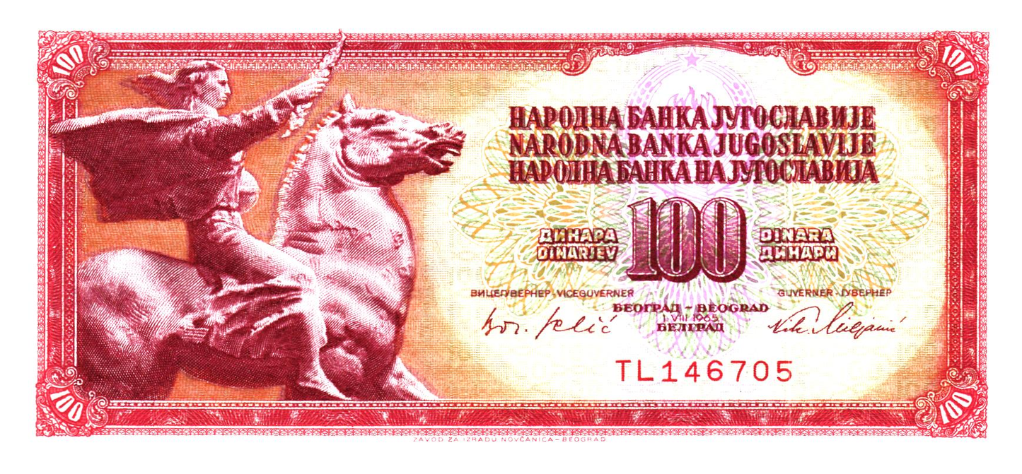 Yugoslavia 100 Dinara 1965, P80a, UNC