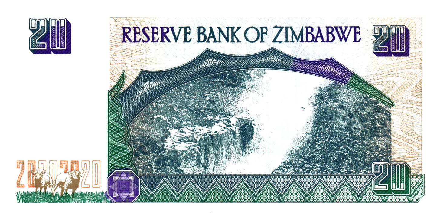 Zimbabwe 20 Dollars 1997, P7, UNC