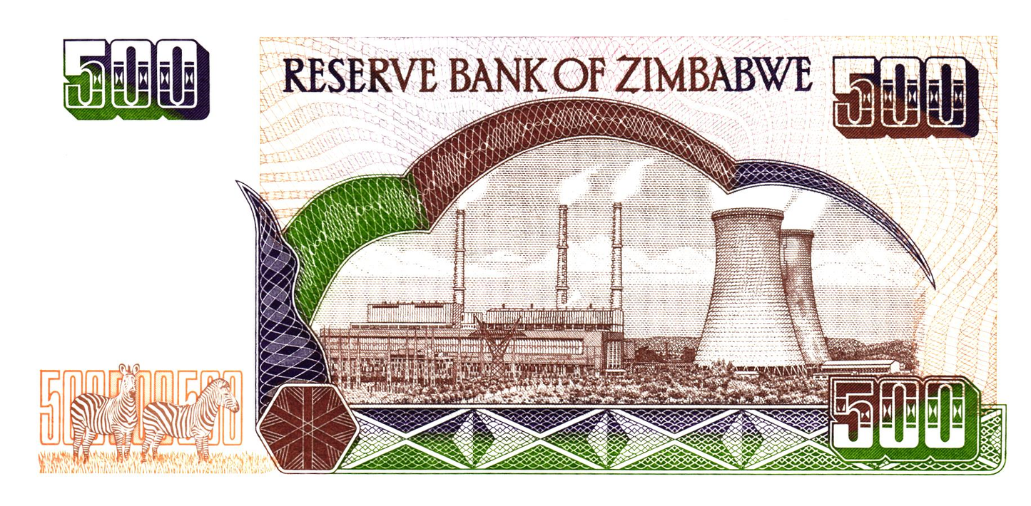 Zimbabwe 500 Dollars 2001, P11, UNC