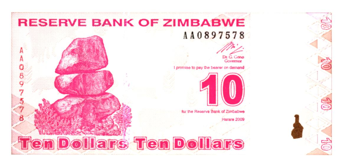 Zimbabwe 10 Dollars 2009,P94, UNC