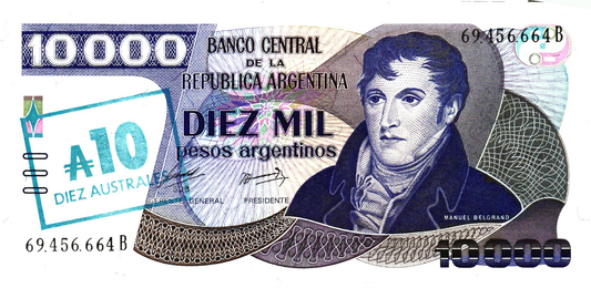 Argentina 10 Australes ND, P322a, UNC