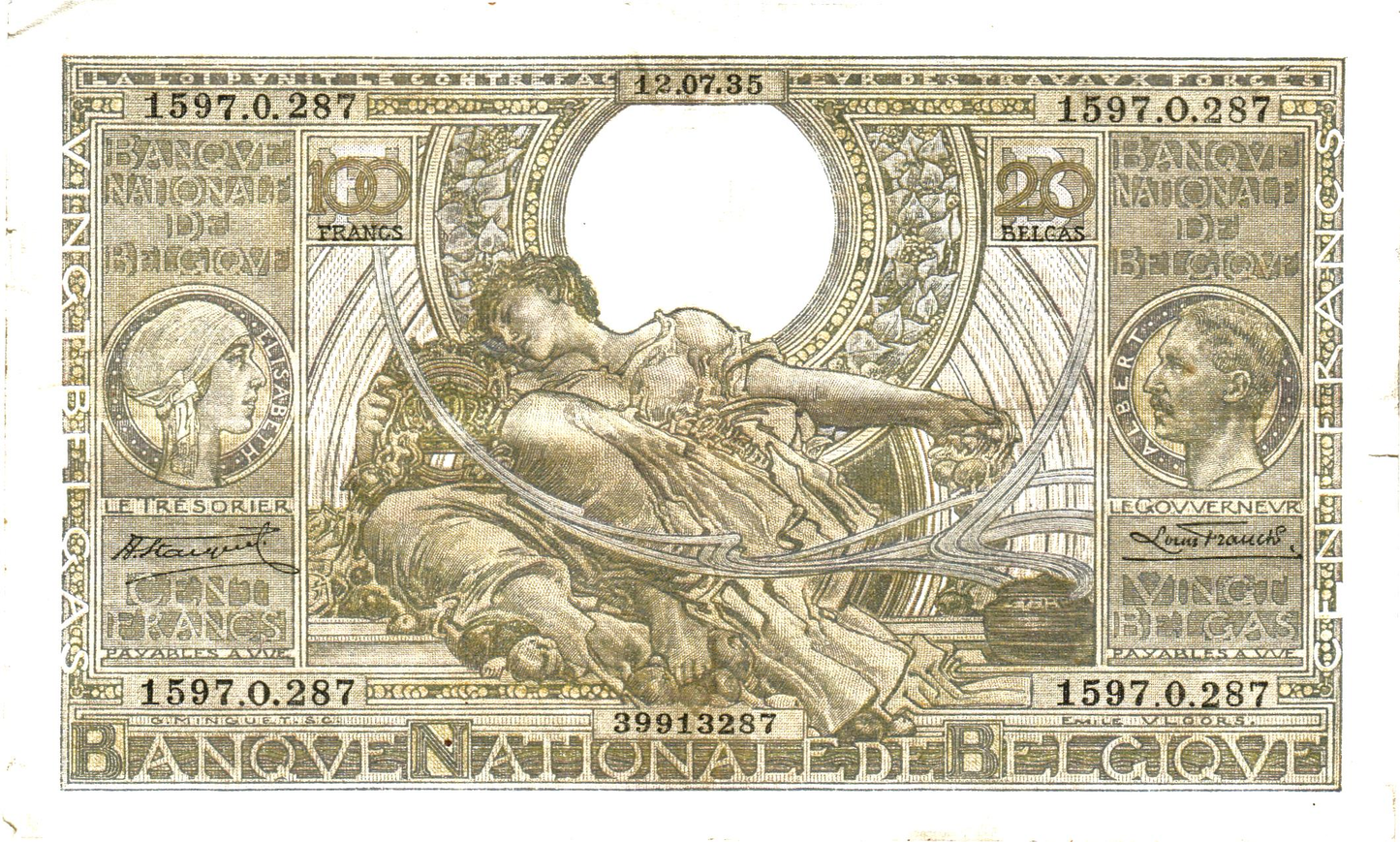 Belgium 20 Belgas 20.03.42, P107, VG