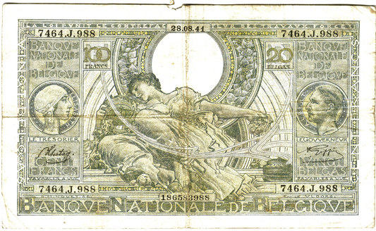 Belgium 100 Frank 28.08.1941, P107, VG