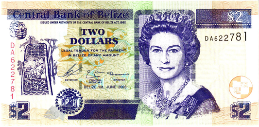 Belize 2 Dollars 2003, P66a, UNC