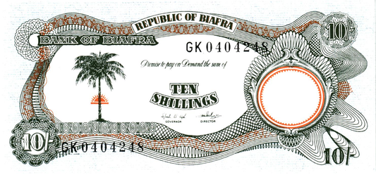 Biafra 10 Shillings ND (1968-69), P4, UNC