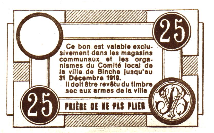 Ville de Binche Set (4) Scarce WWI Emergency Issue 10 COMPLETE SETS!! 40 notes in total