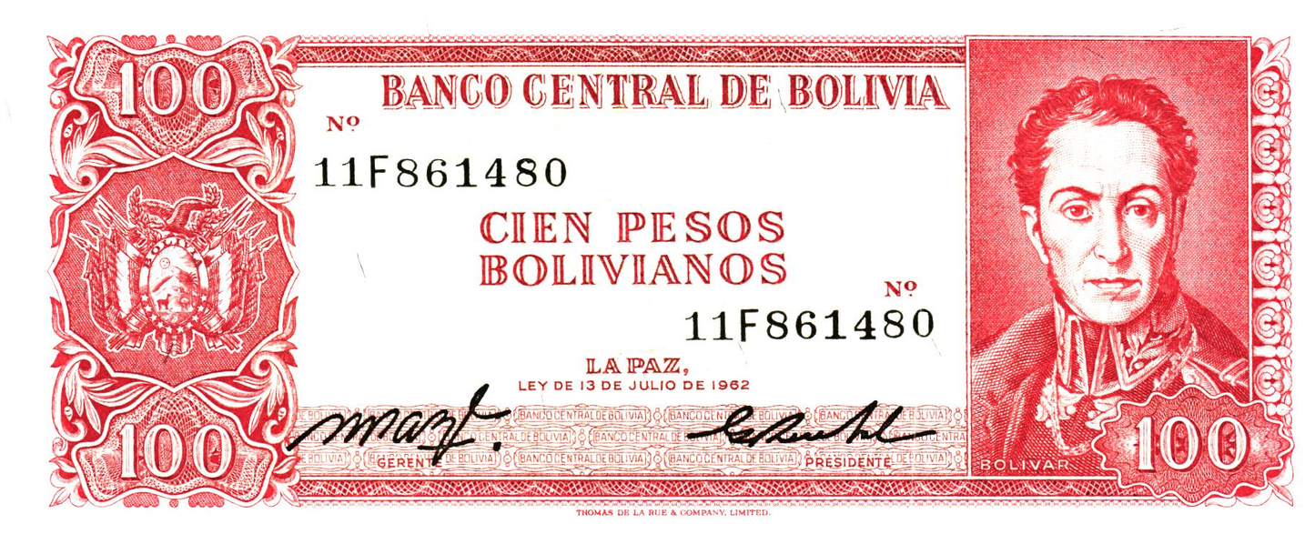Bolivia 100 Pesos 1962, P164, UNC