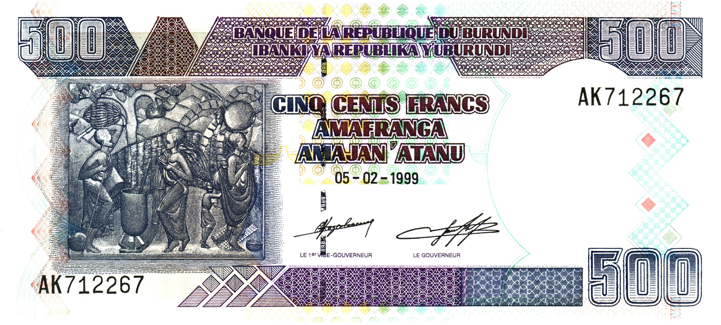 Burundi 500 Francs 1999, P38b, UNC
