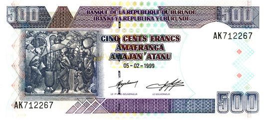 Burundi 500 Francs 1999, P38b, UNC