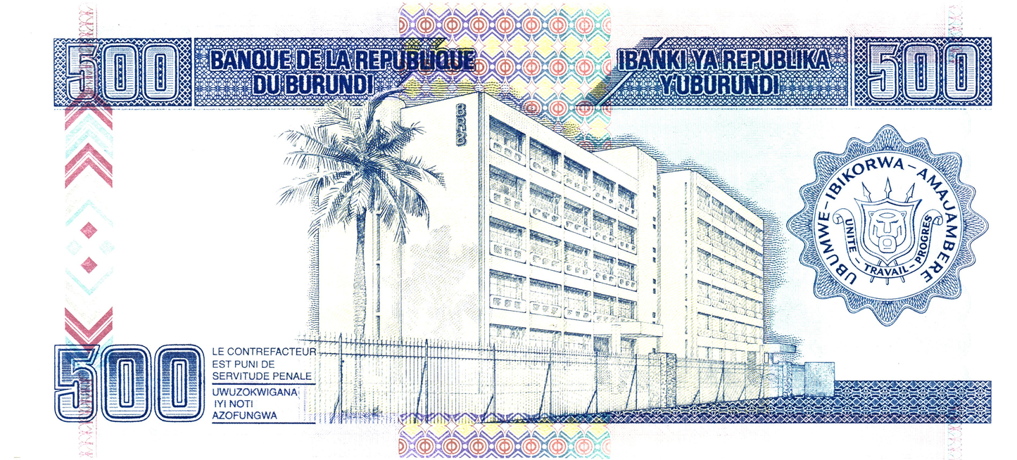 Burundi 500 Francs 1999, P38b, UNC