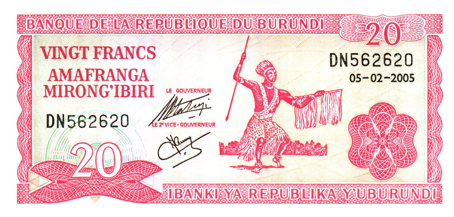 Burundi 20 Francs 2005, P27d, UNC
