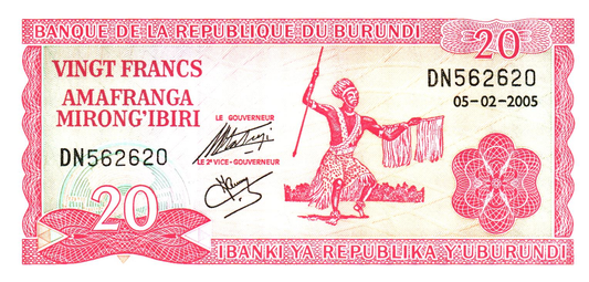 Burundi 20 Francs 2005, P27d, UNC