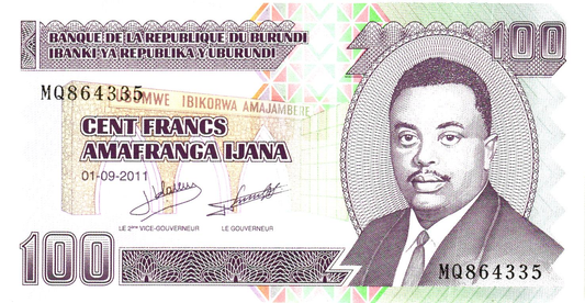 Burundi 100 Francs 2011, P44b, UNC