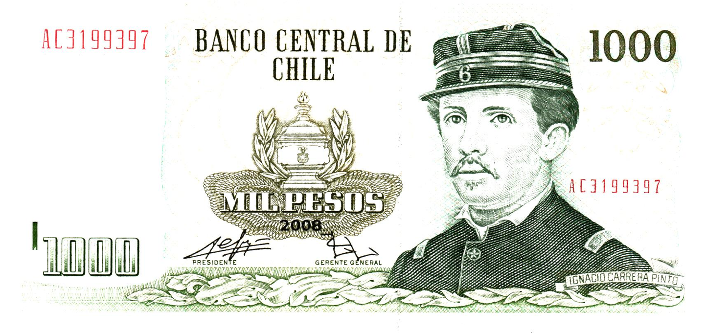 Chili 1000 Pesos 2008, P154g, UNC