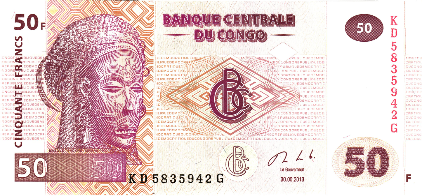 SET 6pcs: Congo DR 50 Francs 2013, P97, UNC