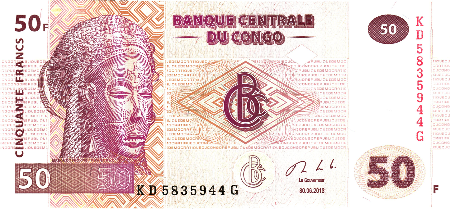 SET 6pcs: Congo DR 50 Francs 2013, P97, UNC