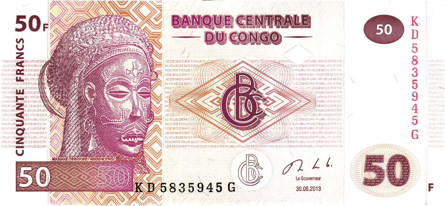 SET 6pcs: Congo DR 50 Francs 2013, P97, UNC