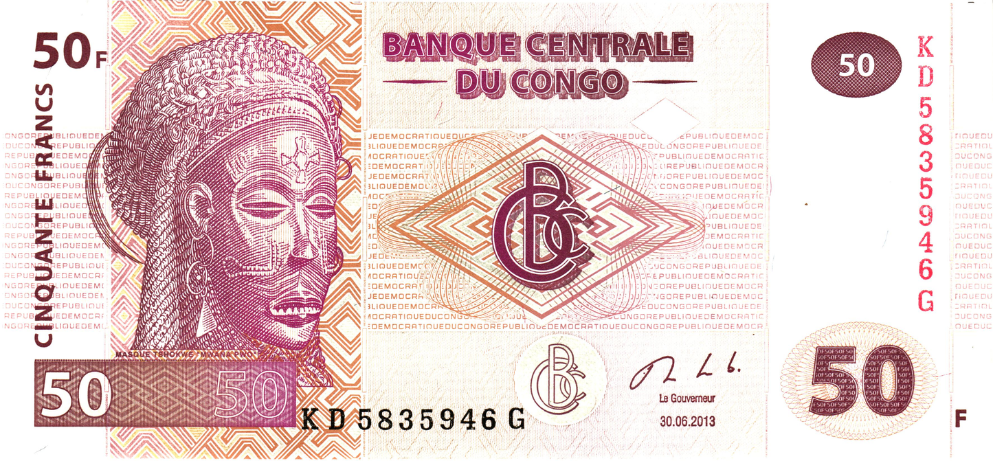 SET 6pcs: Congo DR 50 Francs 2013, P97, UNC