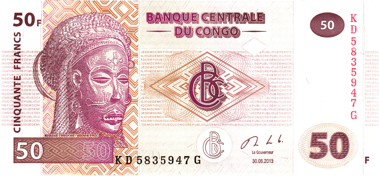 SET 6pcs: Congo DR 50 Francs 2013, P97, UNC