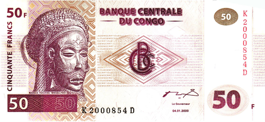 Congo DR 50 Francs 2000, P91, UNC