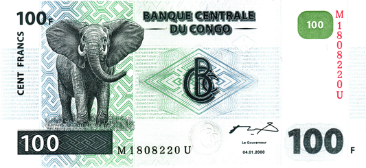 Congo DR 100 Francs 2000, P92A, UNC