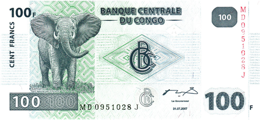 Congo DR 100 Francs 2007, P98, UNC
