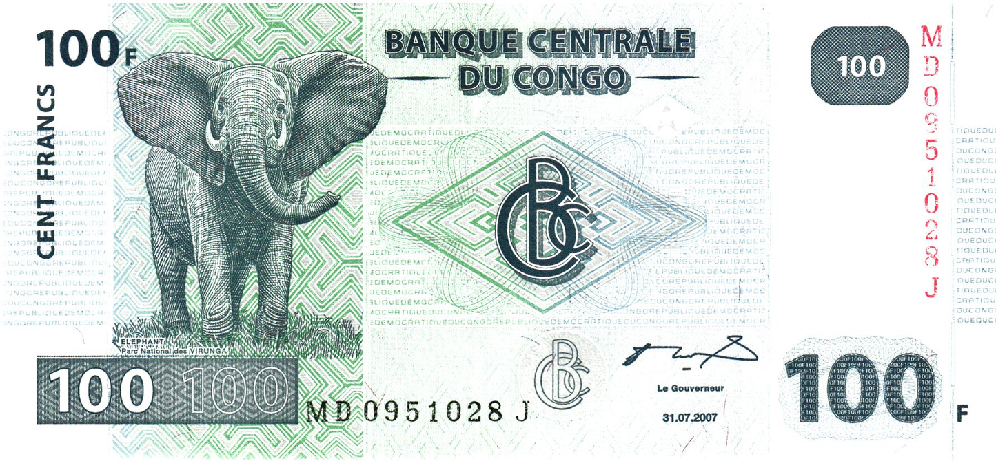 Congo DR 100 Francs 2007, P98, UNC