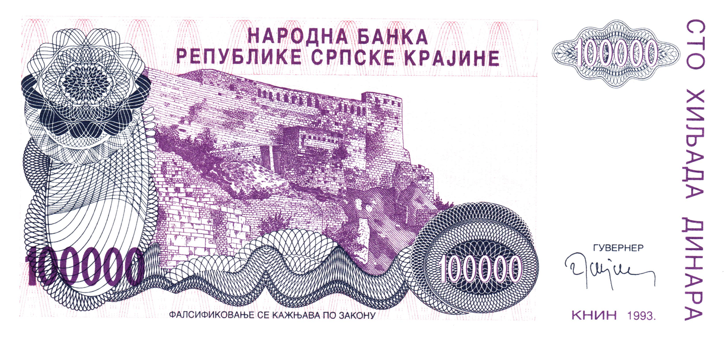 Croatia 100000 Dinara 1993, PR22, UNC