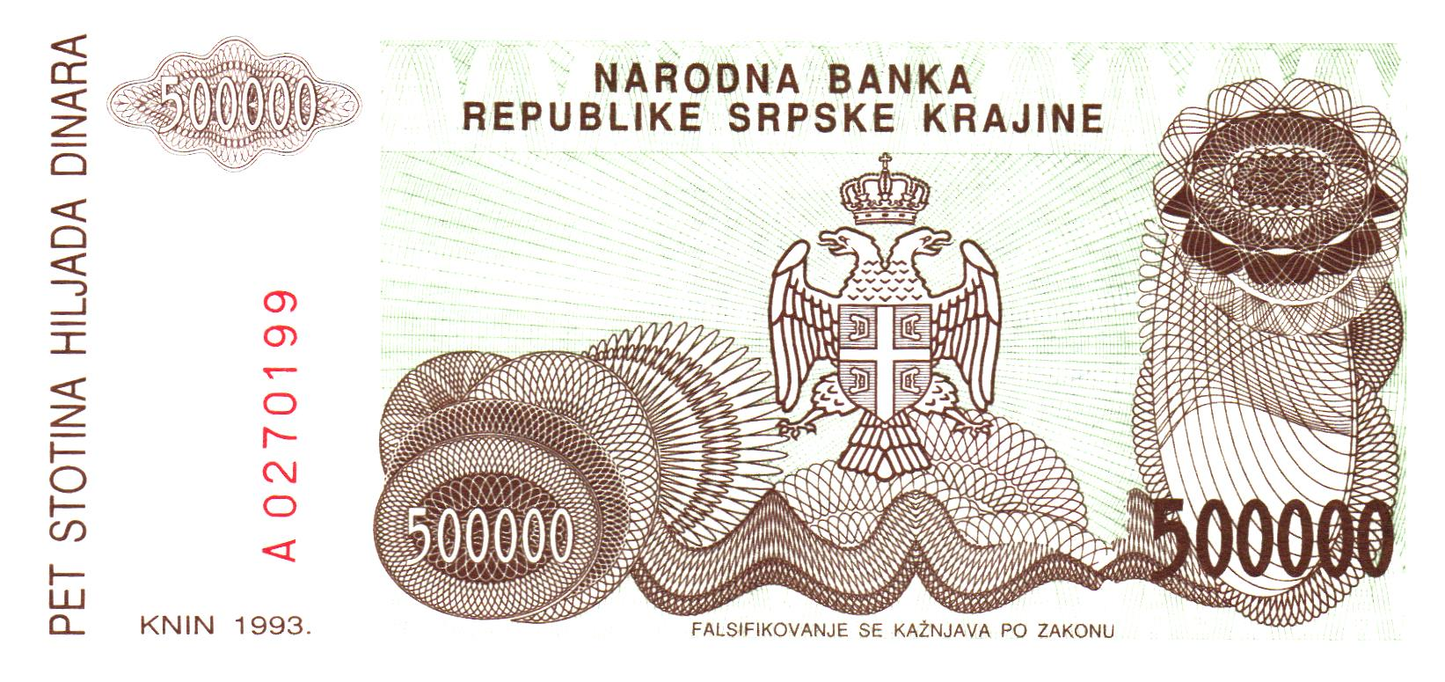 Croatia 500000 Dinara 1993, PR23, UNC