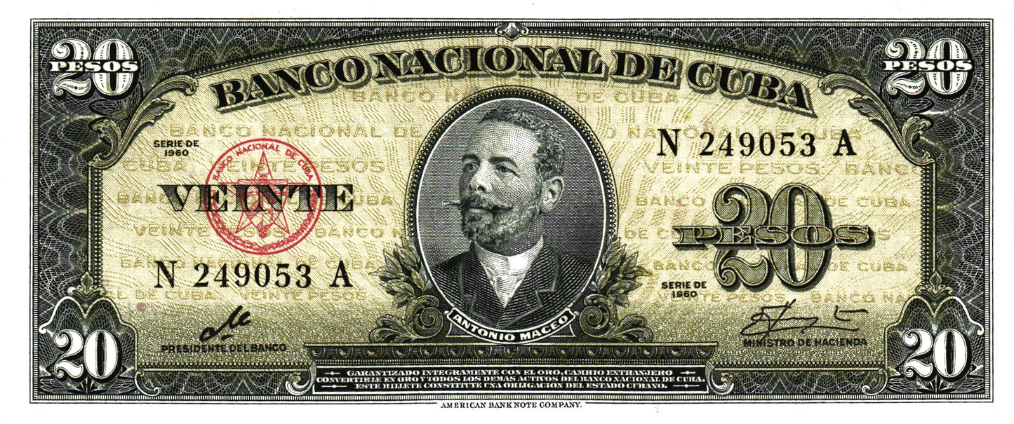 Cuba 20 Pesos 1960, P80c, UNC