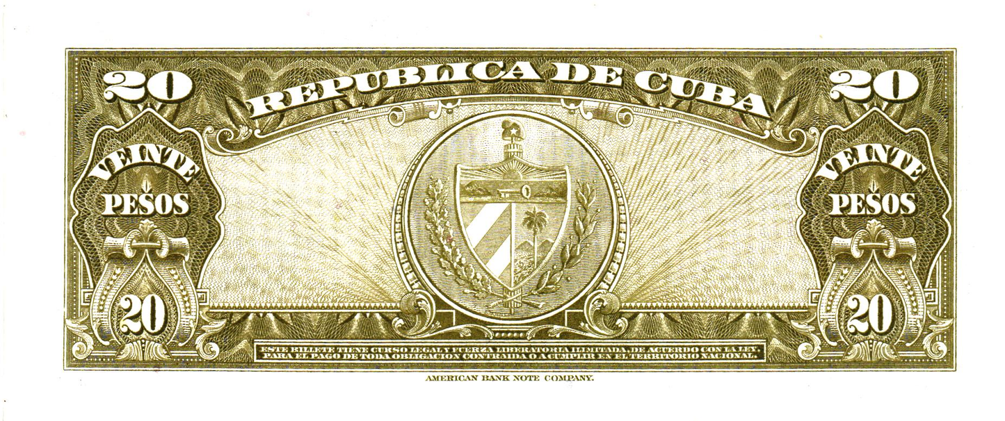 Cuba 20 Pesos 1960, P80c, UNC