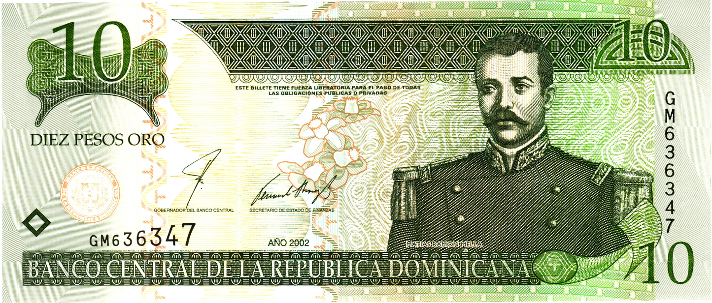 Dominican Republic 10 Pesos Oro 2002, P168b, UNC