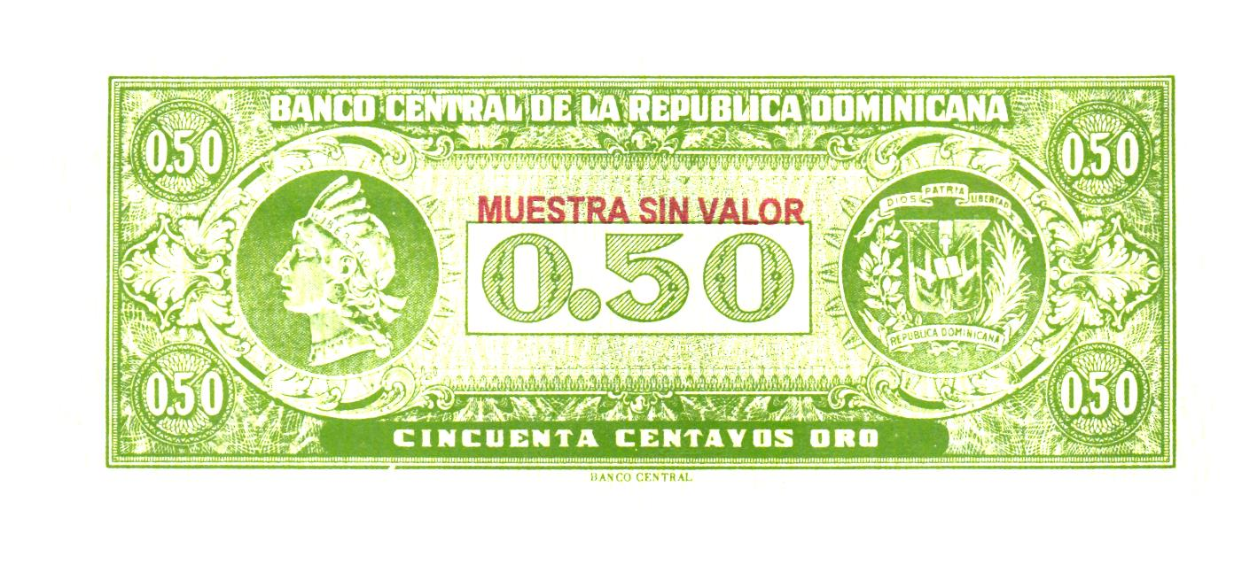 Dominican Republic 50 Centavos Oro 1961, SPECIMEN, UNC