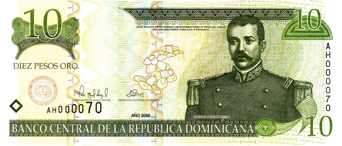 Dominican Republic 10 Pesos Oro 2000, P165, UNC